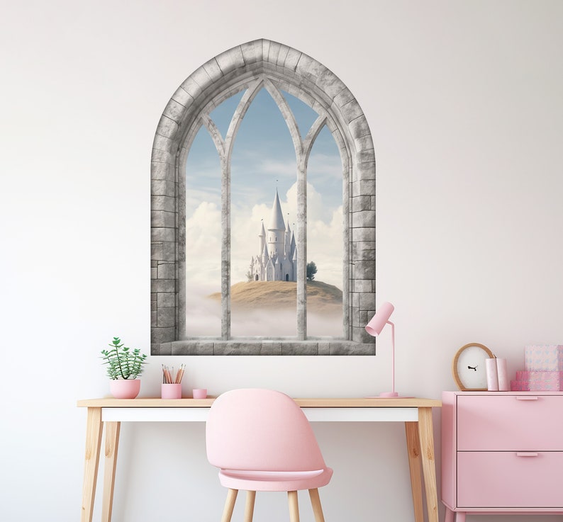 Magic White Castle 3D Window Wall Sticker, Fairytale, Removable Easy