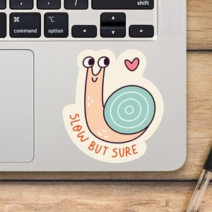 Slow But Sure Laptop Sticker, Cute Snail With Heart Sticker, Mackbook Vinyl Sticker, Cartoon Sticker - SunfloweerStickers