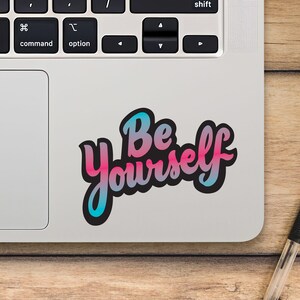 Sea usted mismo pegatina para computadora portátil, pegatina colorida con letras de estilo retro, pegatina de vinilo Mackbook, pegatina de dibujos animados - SunfloweerStickers