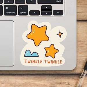 Twinkle Twinkle Laptop Sticker, Stars And Cloud Sticker, Mackbook Vinyl Sticker, Cartoon Sticker - SunfloweerStickers