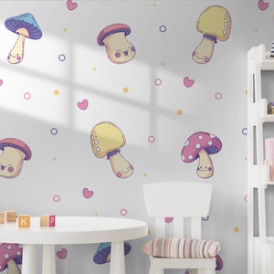 Stickers muraux Champignons, champignons souriants, coeurs, pois, stickers amovibles faciles à retirer - Stickers tournesol