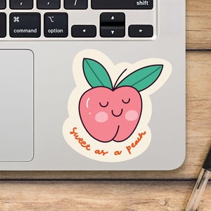 Dulce como una pegatina para computadora portátil melocotón, pegatina de vinilo Mackbook, pegatina de dibujos animados - SunfloweerStickers