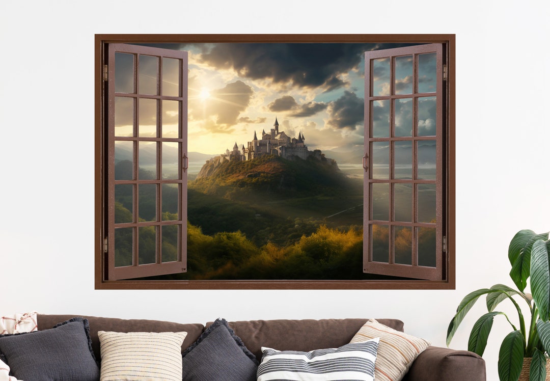 Magical Castle Landscape 3D Window Wall Sticker, Removable Decal - Etsy