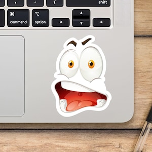 Stuck Out Tongue Face Laptop Sticker, Emoji Sticker, Mackbook Vinyl Sticker, Cartoon Sticker - SunfloweerStickers