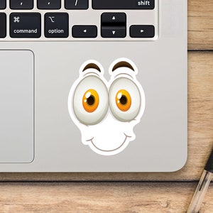 Happy Face Laptop Sticker, Emoji Sticker, Mackbook Vinyl Sticker, Cartoon Sticker - SunfloweerStickers