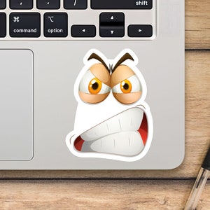 Grimacing Face Laptop Sticker, Emoji Sticker, Mackbook Vinyl Sticker, Cartoon Sticker - SunfloweerStickers