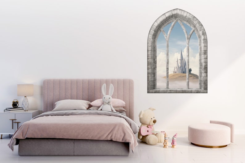 Magic White Castle 3D Window Wall Sticker, Fairytale, Removable Easy