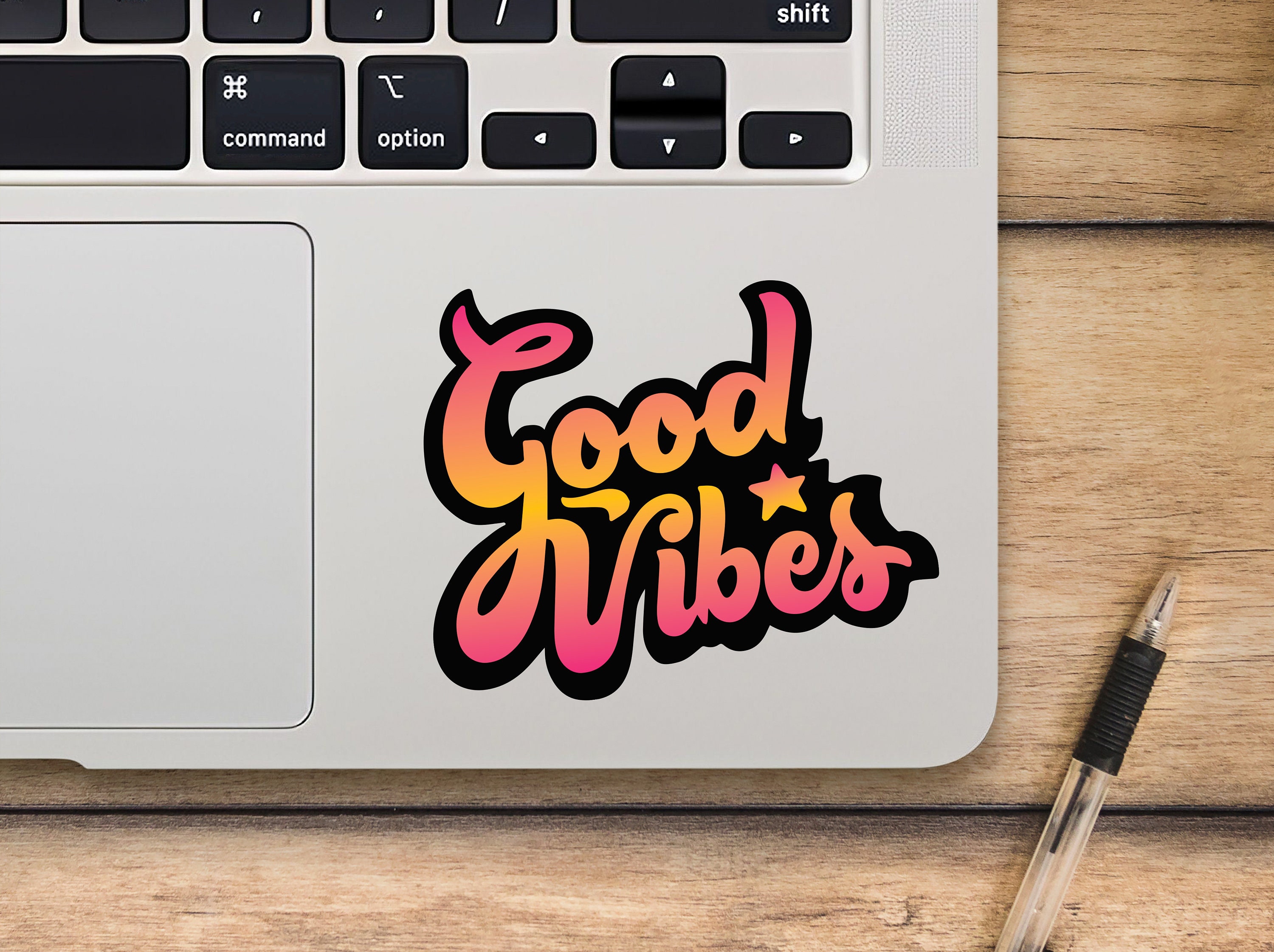 Good Vibes Sticker: Retro Style Vinyl Laptop Decal