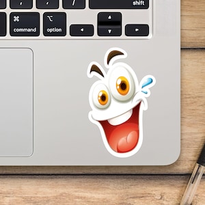 Laughing Face Laptop Sticker, Emoji Sticker, Mackbook Vinyl Sticker, Cartoon Sticker - SunfloweerStickers