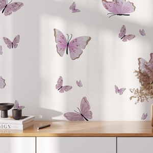 Butterflies Set of Wall Stickers, Purple Butterflies, Removable Easy Peel & Stick Decals - SunflowerStickers