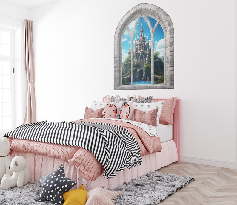 Magic Fairytale Castle 3D Window Wall Sticker, Removable Easy Peel