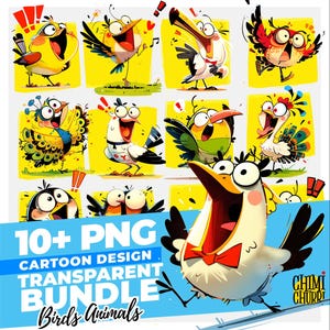 Birds Quirky Animals Peeking Around Corner Cliparts | Humorous Whimsical Animal | Silly Animal PNGs | Digital Download | Commercial Use