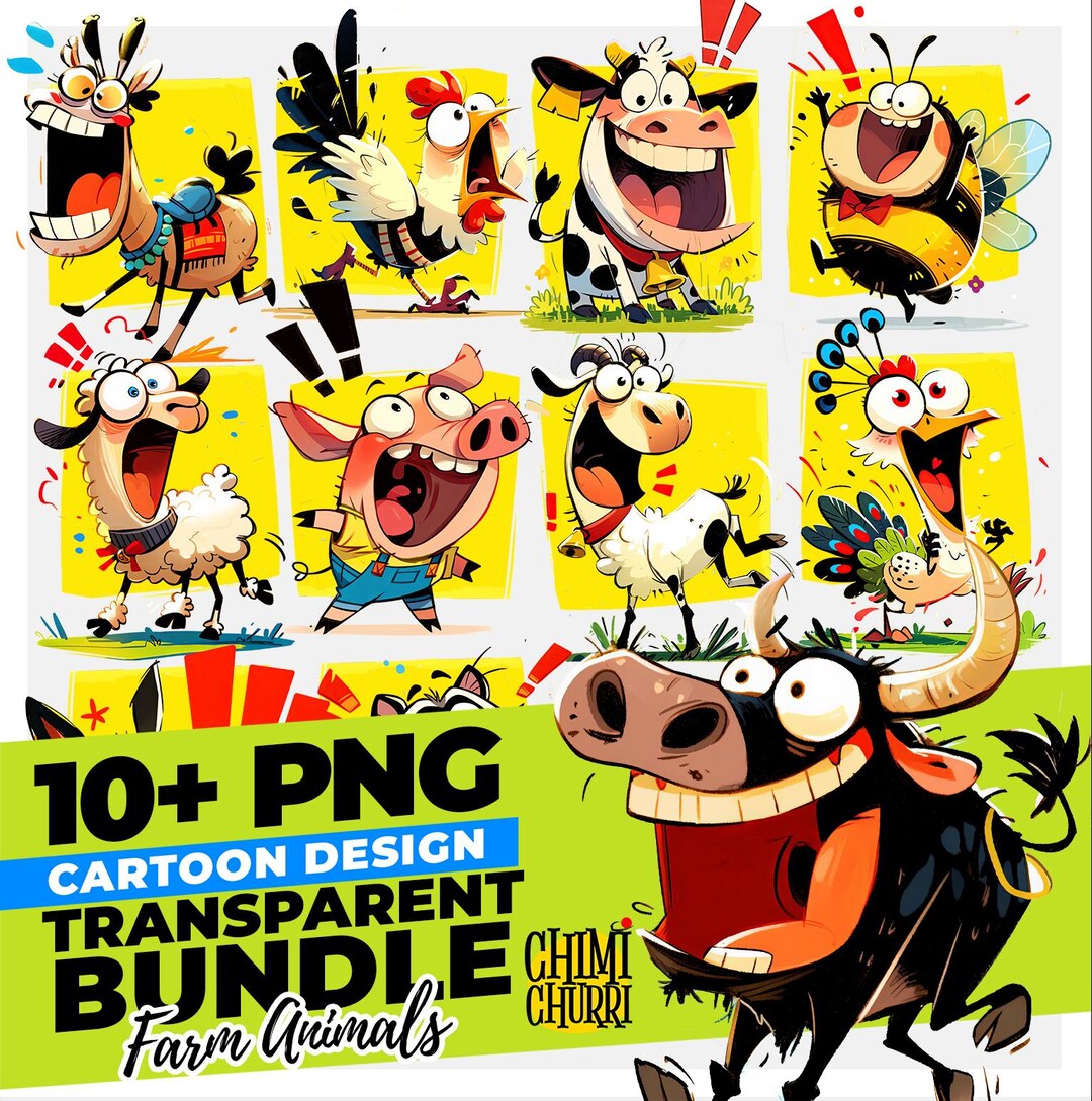 Farm Whimsical Animals Clipart Bundle | Quirky, Playful, Silly ...