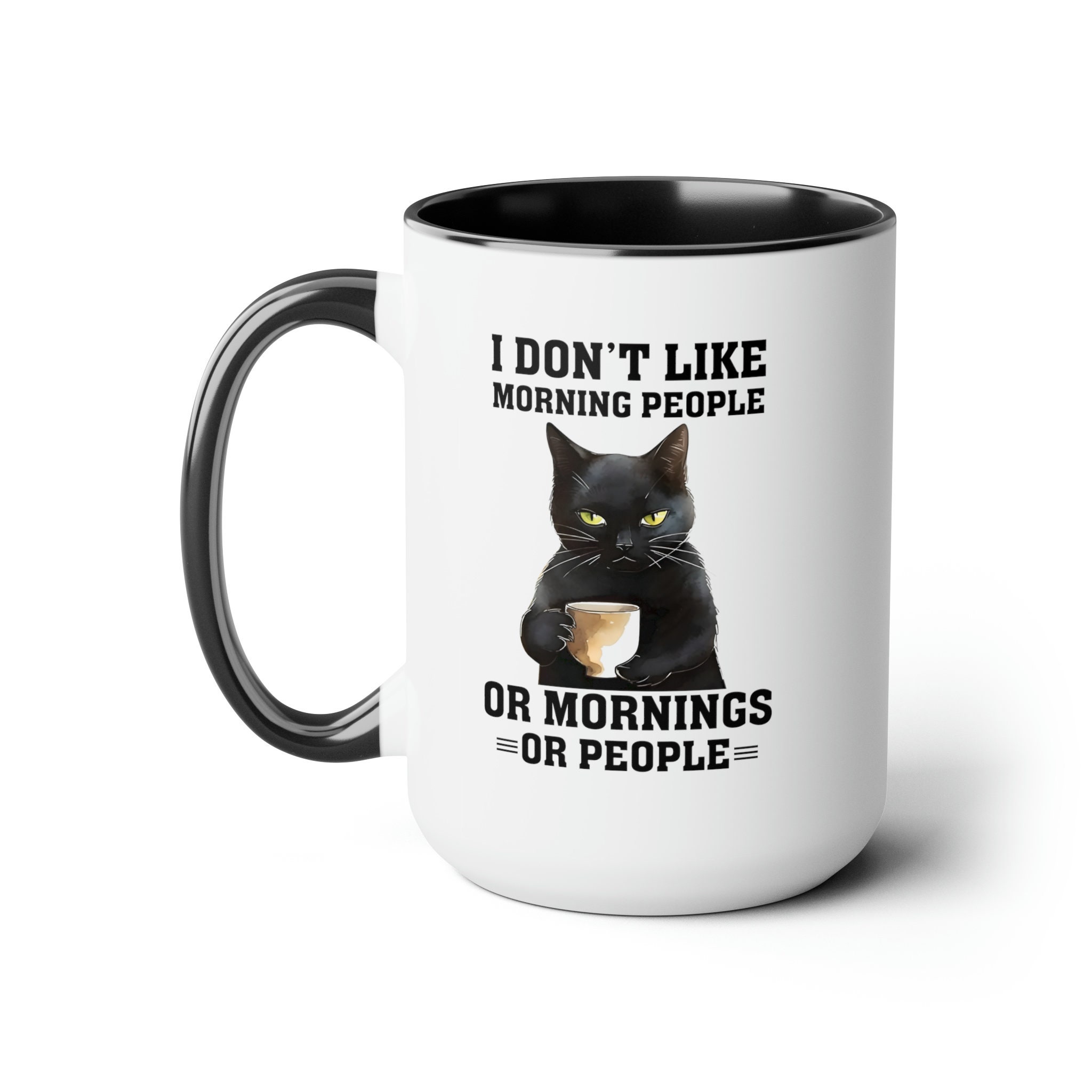 I Dont Like Morning People Funny Angry Cat Drink Coffee Meme Retro