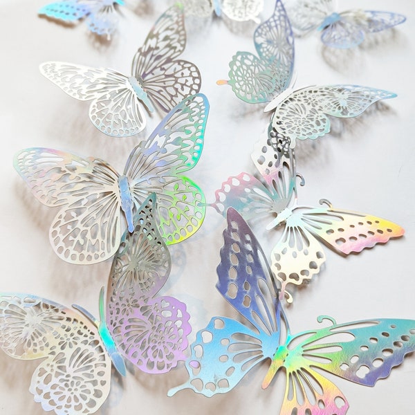 Iridescent opalescent shimmering butterfly decorations for wedding, baby shower, nursery, party