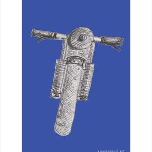 Electra Glide in Blue - A Giclée Print of Motorcycle