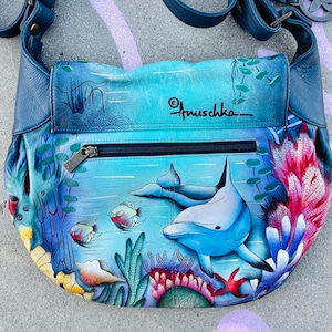 Anuschka Dolphin Hand Painted Leather Wallet