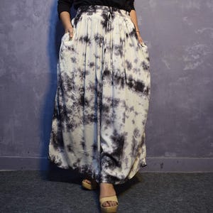 Tie-dye rayon maxi-rok: hoge taille a-lijn grote swing rok