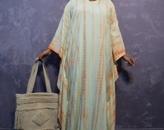 Tie Dye Rayon Kaftan: Bohemian Beach Cover-Up