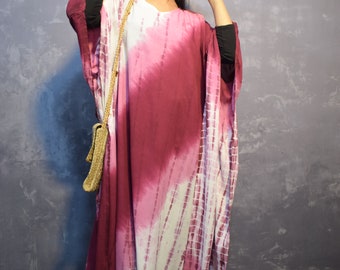 Tie Dye Rayon Kaftan: Bohemian Beach Cover-Up