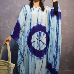 Blue Multy Color Tie Dye Design Kaftan Tie Dye Women Kaftan  Beach Wear Party Wear Travel Kaftan Tie Dye Bohemian Kaftan For your vacation