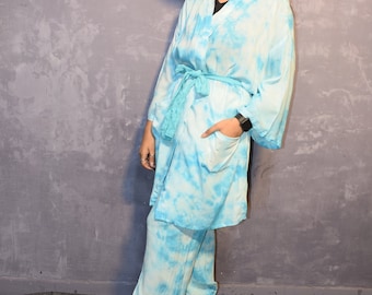 Sky Kimono Set, Beach Kimono Robe, Bohemia Kimono, Christmas Gifts, Floor Length Kimono, Gifts, Gifts for Girlfriend, Gifts for Vacation