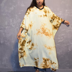 Mustad Color Handmade  Tie Dye Kaftan, Summer Wear Long Caftan, Maxi Kaftan, Beach Wear, Resort Wear, Simple Look Dress, Oversized Kaftan