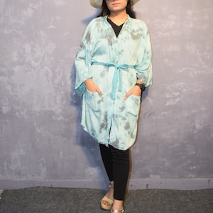 Sky Color Robe, Dressing Gown, Unique Gift, Bridesmaid Dress, Kimono Dressing Gown, Lounge wear Tie Dye Color Kimono/Robes For You