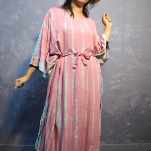 Pink Color Tie Dye Design Kaftan Tie Dye Women Kaftan  Beach Wear Party Wear Travel Kaftan Dye Bohemian Kaftan For Vacation Beach Kaftan
