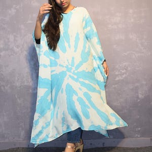 Sky Color Handmade Tie Dye Kaftan, Resort Wear Kaftan, Simple Look kaftan, Beach Cover up, Boho Dress,Oversized Kaftan, Cruise ,Pool Wear