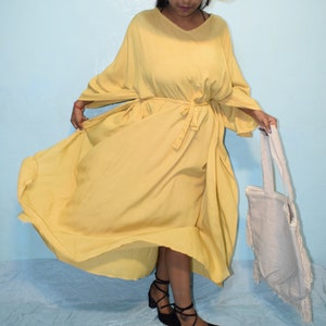 Yellow Color Plain Flower Design Rayon Fabric Solid Kaftan Beach Wear Kaftan Party Wear Kaftan Travel kaftan Tie Dye Kaftan DIY  Kaftan