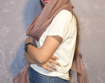Bufanda Mulmul color café: hiyab ligero y suave (190 x 99 cm)
