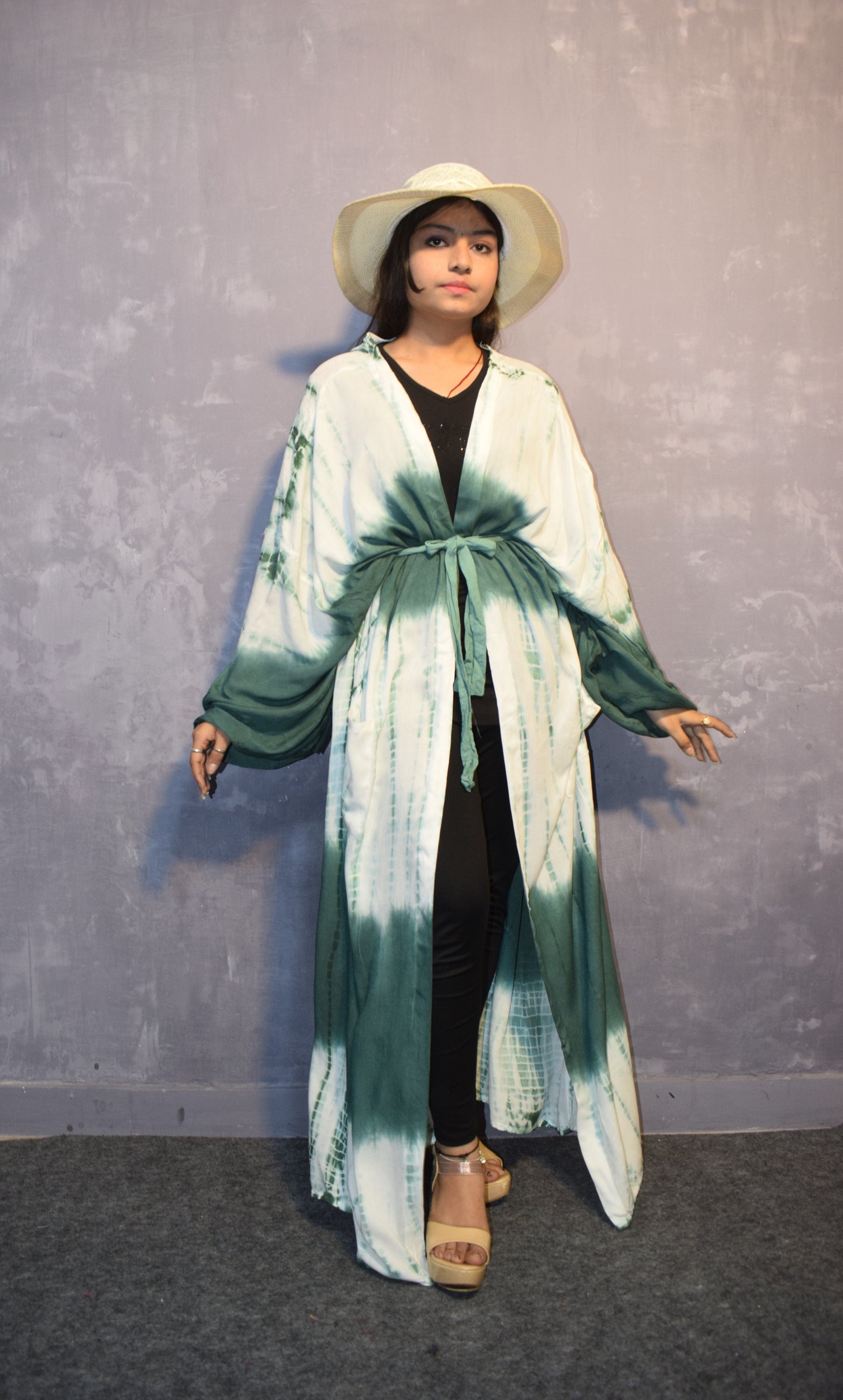 Green Tie Dye Rayon Kimono Maxi Dress: Resort Beach Cover-up - Etsy