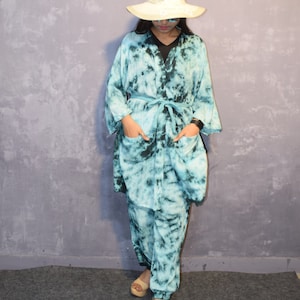 Batik Kimono Set, Beach Kimono Robe, Bohemia Kimono, Christmas Gifts, Floor Length Kimono, Gifts, Gifts for Girlfriend, Gifts for Vacation
