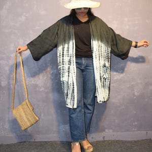 Tie Dye Rayon Kimono Dress: Short Beach Cover-Up