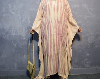 Onion Color Tie Dye Kaftan: Bohemian Beach Cover-Up