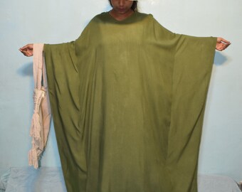Green Kaftan Maxi Dress, Plus Size Boho Tie Dye