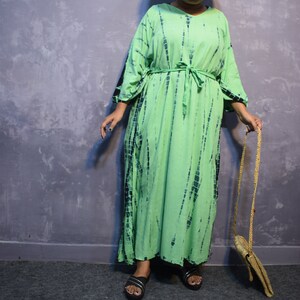 C Green Color Tie Dye Design Kaftan Tie Dye Women Kaftan  Beach Wear Party Wear Travel Kaftan Tie Dye Bohemian Kaftan