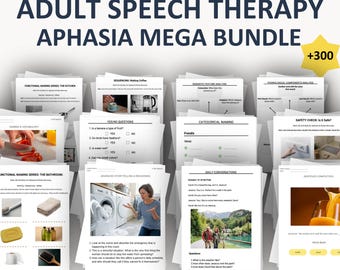 Paquete de terapia para la afasia en adultos / Búsqueda de palabras, denominación, pistas semánticas y fonológicas / Hojas de trabajo de descripción de imágenes
