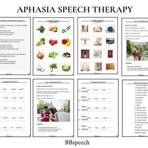 Aphasia Therapy Workbook:57 Pages of Comprehension,Categorical Naming,Sentence Completion,Forming Sentences,Comprehension Exercises and more