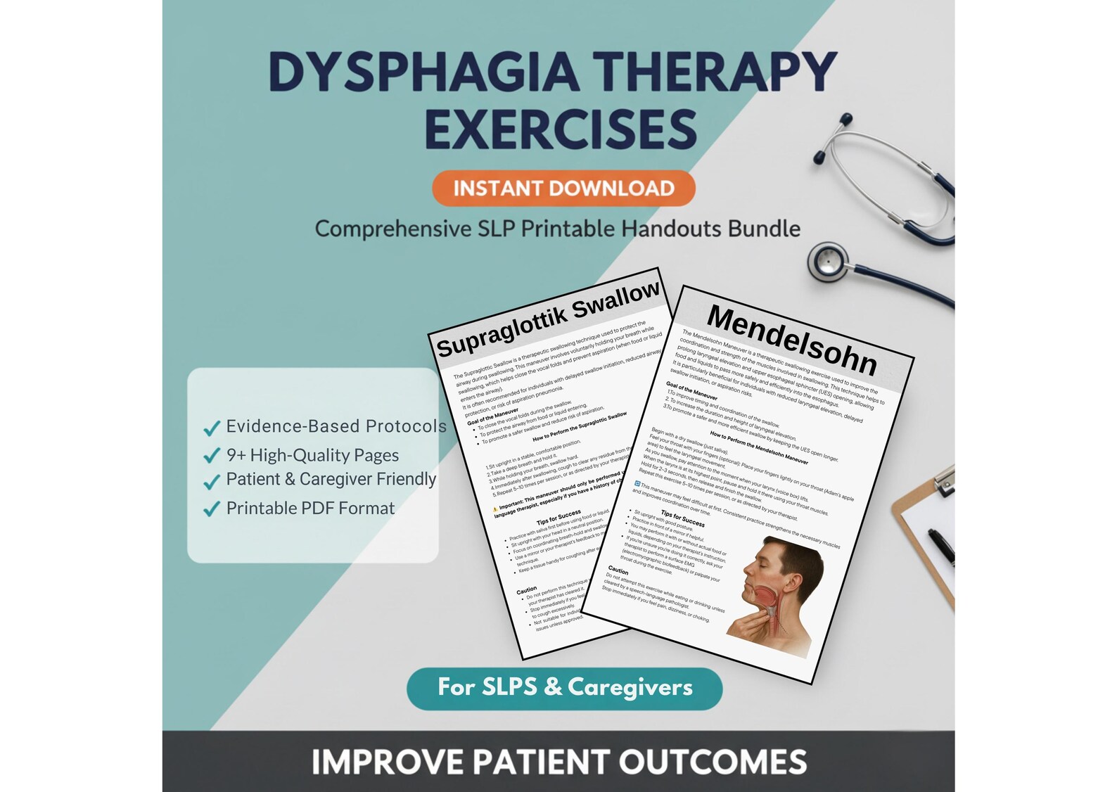 Dysphagia Therapy Exercises: SLP Printable Handouts Bundle (PDF ...