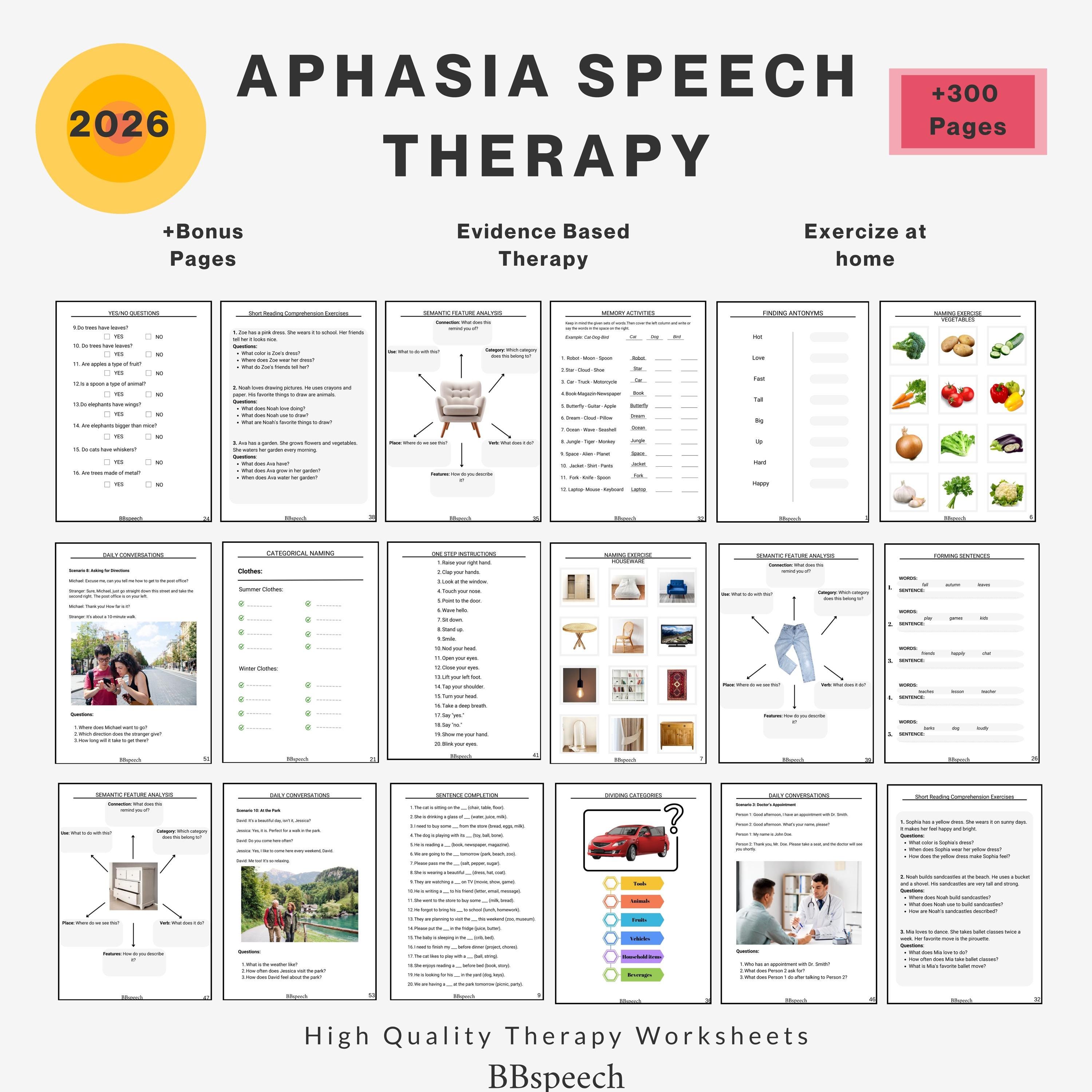 Adult Speech Therapy Aphasia Workbook Bundle Stroke Recovery Expressive ...
