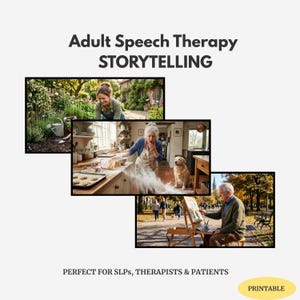 Scene illustrate per la narrazione in logopedia per adulti / Pacchetto stampabile per afasia, ictus e lesioni cerebrali traumatiche