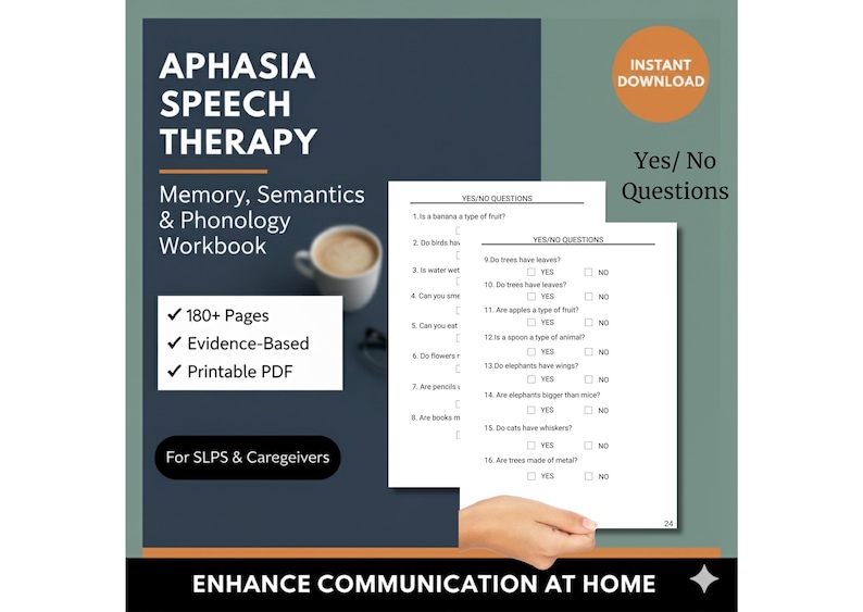 Aphasia Speech Therapy Workbook: Adult Language Activities (PDF ...