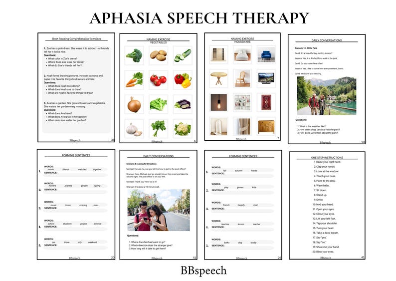 Aphasia Therapy Workbook: Speech & Language Exercises (digital Download ...