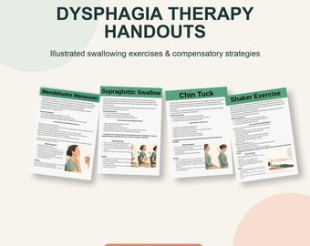 Materiales didácticos para pacientes con disfagia / Ejercicios de deglución y estrategias compensatorias para adultos / Paquete de PDF imprimibles para logopedas