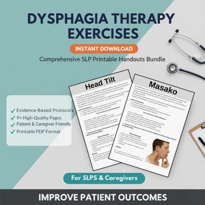 Dysphagia Therapy Exercises: SLP Printable Handouts Bundle (PDF ...