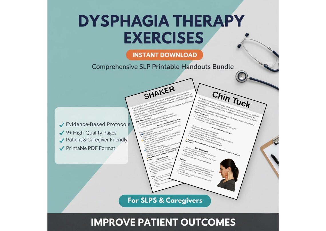 Dysphagia Therapy Exercises: SLP Printable Handouts Bundle (PDF ...