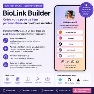 Construtor de BioLinks com HTML Personalizável | Alternativa ao Linktree sem Assinatura | Página de Links do Instagram, TikTok e Etsy | Arquivo HTML Editável