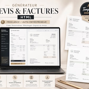HTML quote and invoice generator | Freelance invoice template, self-employed, printable PDF
